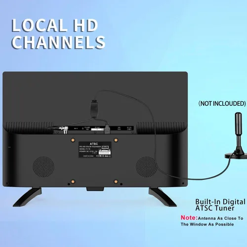 Miniatura 3 de Feihe TV de pantalla plana LED HD de 19 pulgadas, pantalla IPS de 1080p, con sintonizadores digitales duales ATSC/HDMI/VGA/AV/USB, TV RV de 12