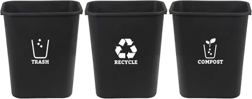 Miniatura 3 de Juego de 3 calcomanías de vinilo de reciclaje para basura, contenedor de compost, símbolo de cubo de reciclaje para organizar contenedores de basura