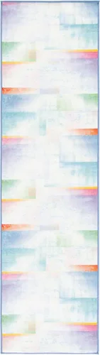 Miniatura 3 de SAFAVIEH Colección de pinceles de pintura lavables para alfombras – Alfombra de pasillo de 2 pies 2 pulgadas x 8 pies, azul y verde, antideslizante