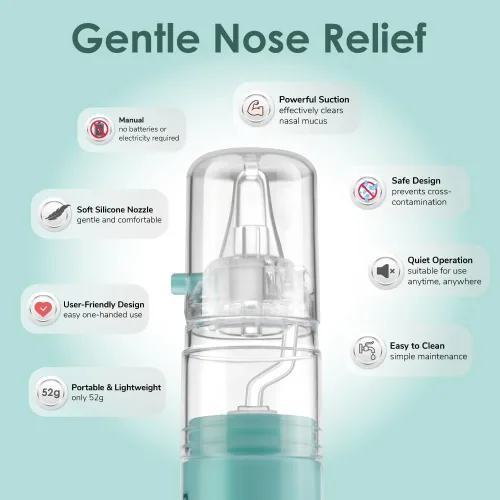 Miniatura 4 de Maymom Aspirador nasal manual para bebés: chupón de nariz para recién nacidos y niños pequeños, 3 niveles de succión ajustables, punta de silicona