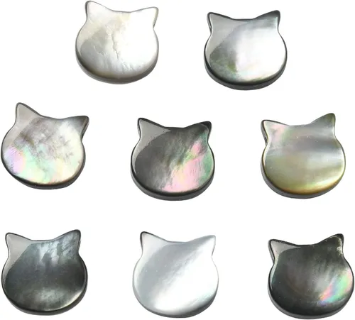 LiQunSweet 10 cuentas de gato de concha natural, cuentas sueltas de cabeza de animal para collares, pulseras, aretes, fabricación de joyas, 0.394 x