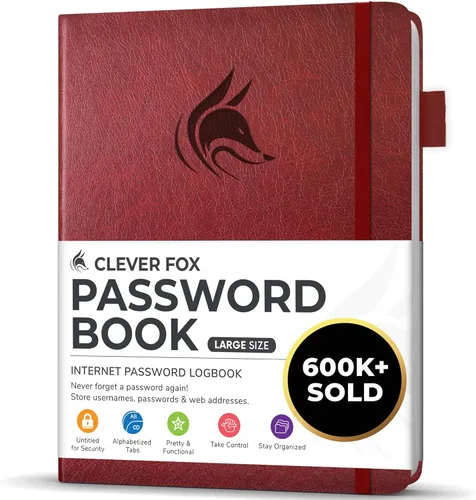 Miniatura 18 de Clever Fox - Libreta de contraseñas con pestañas alfabéticas, organizador de direcciones de Internet, tamaño grande, para inicios de sesión en Azul