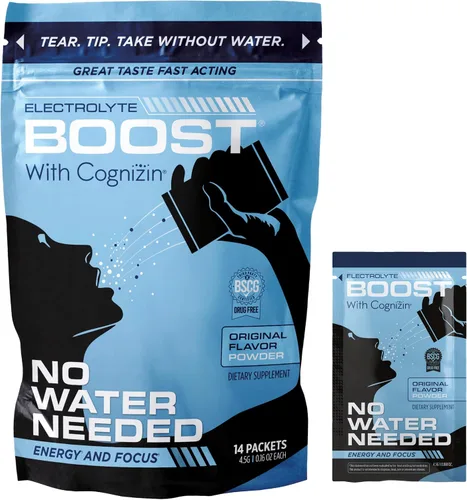 Paquetes de electrolitos en polvo con Cognizin tomar sin agua, suplemento que extiende la hidratación, sin azúcar, sin stevia, sin cafeína, sin
