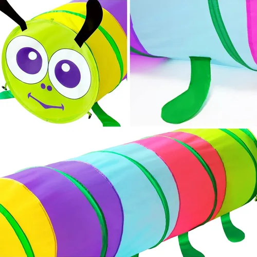 Miniatura 6 de WER Tienda de campaña de túnel de juego para niños, oruga, túnel emergente para niñas, niños, tubo de juguete para gatear al aire libre e