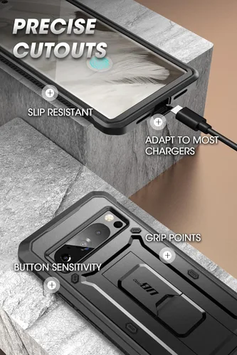 Miniatura 6 de SUPCASE Funda para Google Pixel 8 Pro con soporte y clip para cinturón (Unicorn Beetle Pro), [protector de pantalla integrado]