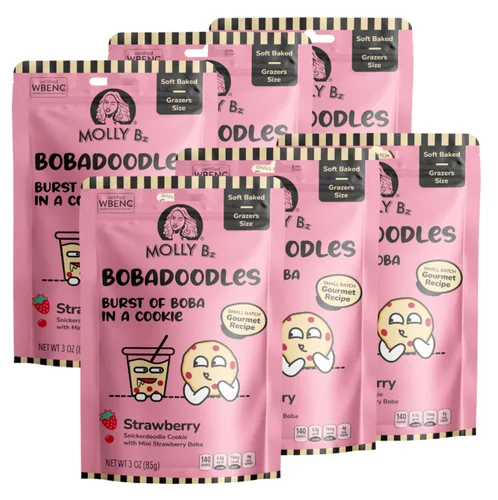 Miniatura 7 de Molly Bz Food Bobadoodles - Burst of Boba in a Cookie - Snickerdoodle con sabor a mini fresa Boba - Horneado suave - Receta gourmet - Paquete de 3