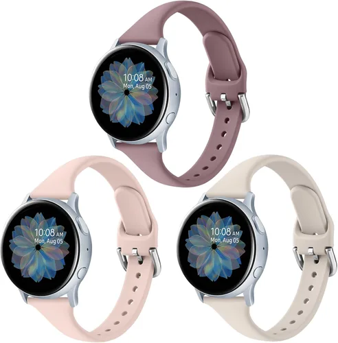 Paquete de 3 correas deportivas delgadas para Samsung Galaxy Watch Active 2/Samsung Galaxy Active Watch de 1.575 pulgadas, 1.732 pulgadas, correas