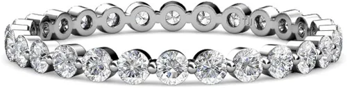 Miniatura 3 de TriJewels Anillo flotante de eternidad para mujer, con diamantes cultivados en laboratorio, 34 ctw, apilable, oro de 14 quilates