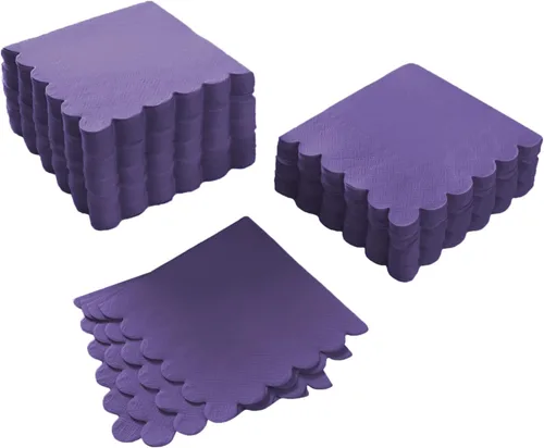 Miniatura 15 de 100 paquete de servilletas de cóctel de 2 capas con borde festoneado, servilletas de postre plegadas de 5 x 5 pulgadas, servilletas desechables