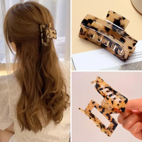 Miniatura 3 de Pinzas para el cabello de 3 pulgadas, diseño francés, pinza rectangular para el cabello para mujeres, damas y madres (paquete de 2)