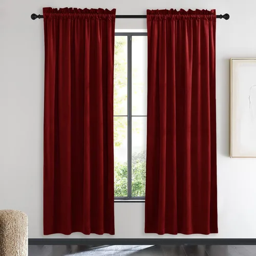 Miniatura 150 de NICETOWN Cortinas opacas de terciopelo extralargas negras de 120 pulgadas de largo para telón de fondo, cortinas de terciopelo con aislamiento Serie
