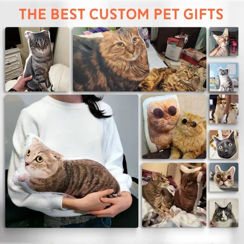 Miniatura 4 de Almohada personalizada con fotos de mascotas, almohada personalizada con forma de cara de perro y gato, regalos personalizados para los amantes