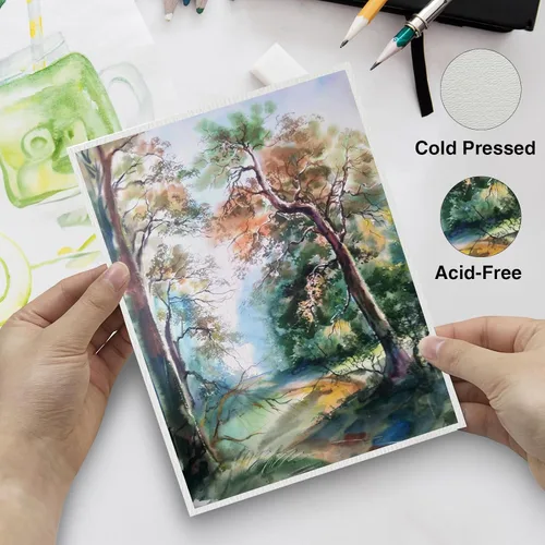 Miniatura 4 de Paquete de 30 tarjetas de acuarela en blanco con sobres de 5 x 7 pulgadas, 140 libras/10.58 oz/m², 100 % algodón, no plegado, sin ácidos, papel