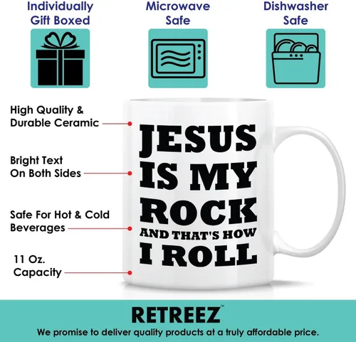 Miniatura 80 de Retreez Taza divertida – This Girl Runs on Coffee + Jesus - Tazas de café de cerámica de 11 onzas – Divertido, sarcasmo, sarcástico, motivacional