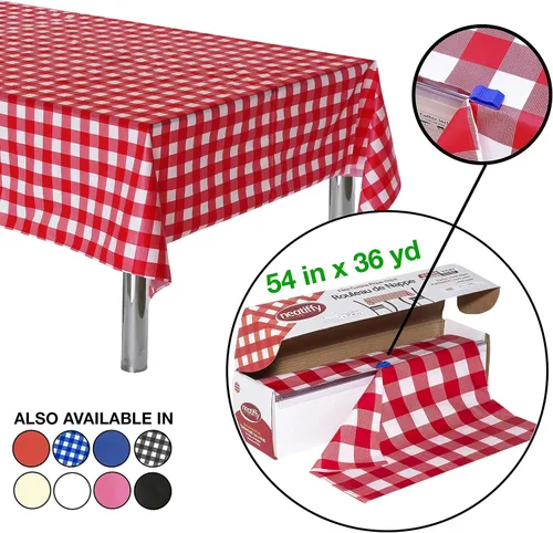 Miniatura 2 de Neatiffy Rollo de mantel de plástico desechable Mantel impermeable de 54 pulgadas x 108 pies Mantel para mesas rectangulares, cuadradas