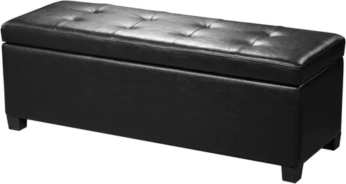 Miniatura 17 de Homebeez Banco otomano de piel sintética de 40 pulgadas, banco tapizado con almacenamiento para sala de estar, dormitorio, entrada