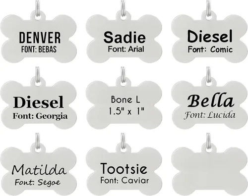 Etiquetas de identificación de mascotas de acero inoxidable grabadas con láser, personalizadas para perros y gatos, etiqueta redonda de hueso (hueso