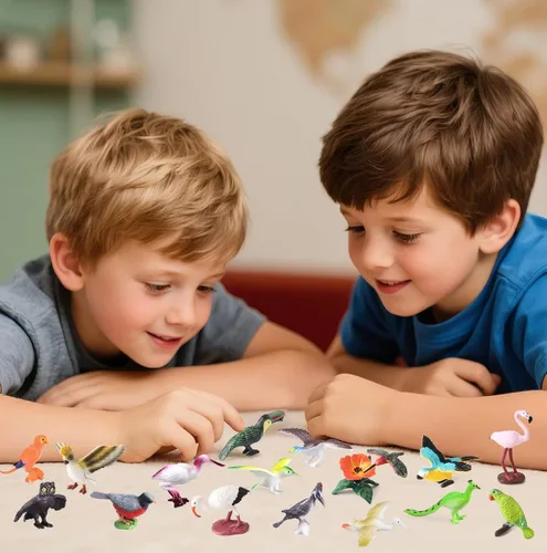 Miniatura 6 de Juego de 30 figuras de animales pájaros, surtido de juguetes realistas de vida silvestre con huevos de nido, loro, búho, águila, colibrí, flamenco