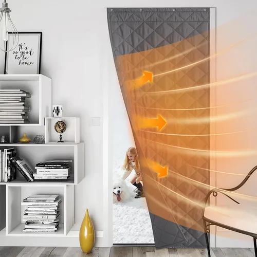 Miniatura 27 de NICETOWN Cortina de puerta con aislamiento térmico, opaca, ahorro de energía, con 3 formas de colgar, material grueso, fácil de instalar, mantiene