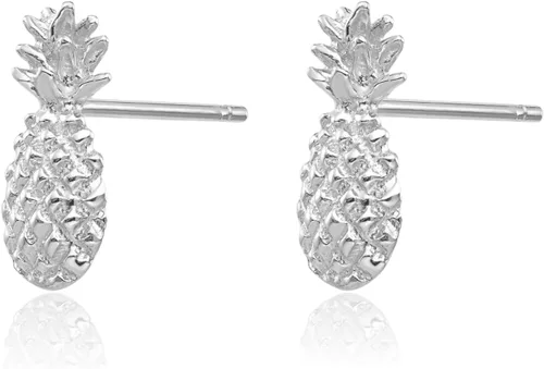 Miniatura 3 de Pendientes de piña hawaiana de oro blanco de 14 quilates, Oro blanco, No es una piedra preciosa