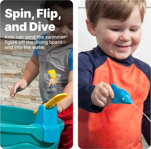 Miniatura 11 de Step2 Mesa de agua marítima para derrame y salpicadura, juego sensorial de dos niveles para actividades de agua y arena, viene con paraguas