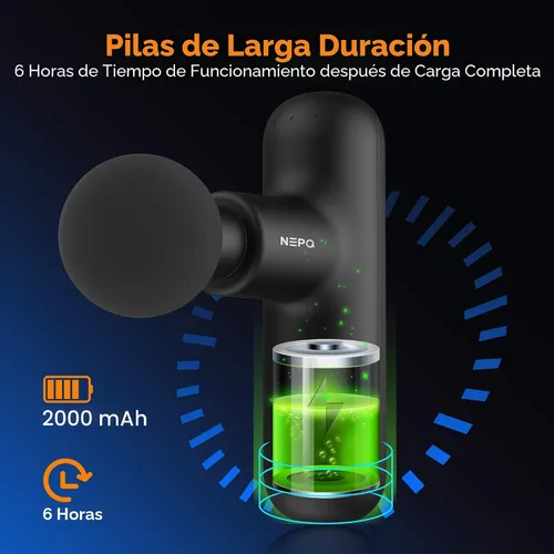 Miniatura 5 de NEPQ Mini Pistola de Masaje, Potente Pistola de Percusión de Tejido Profundo Portátil para Músculos Fasciales, Masajeador de Cabeza, Cuello