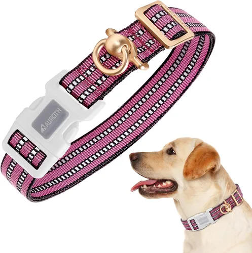 Miniatura 9 de Collar de perro Auroth para perros medianos y grandes, collar de perro reflectante, collares de perro de nylon suave ajustables con resistente army