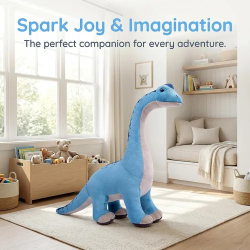 Miniatura 4 de Juguete de peluche de dinosaurio de Brachiosaurus de simulación, dinosaurio tiranosaurio Rex, juguetes de peluche de animales suaves, regalos