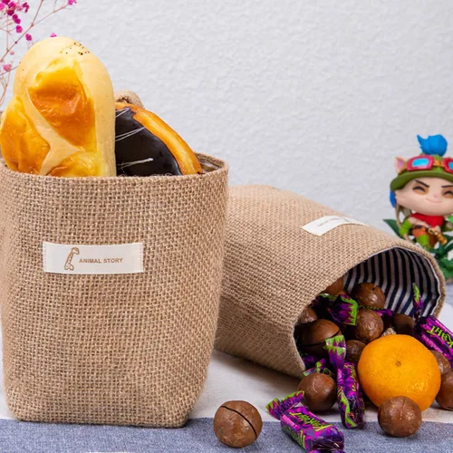 Miniatura 5 de Paquete de 4 bolsas de almacenamiento para colgar en la pared, bolsas de almacenamiento colgantes de algodón y lino, cesta de almacenamiento