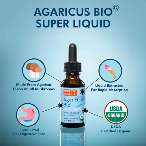 Miniatura 3 de Agaricus Bio Super Liquid, tintura orgánica de extracto de hongo Blazei, gotas de beta-glucano para cuerpo fructífero para actividad natural