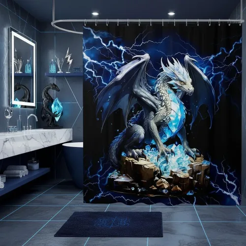 Miniatura 19 de Cortina de ducha de avión para niños, cielo azul y nubes blancas, juego de cortina de ducha para niños y adultos, cortina de baño moderna
