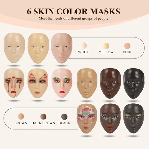 Miniatura 2 de Hongmed Cara de práctica de maquillaje, tabla de práctica de maquillaje con 1 pintura facial y 2 pinceles de maquillaje para pintura facial