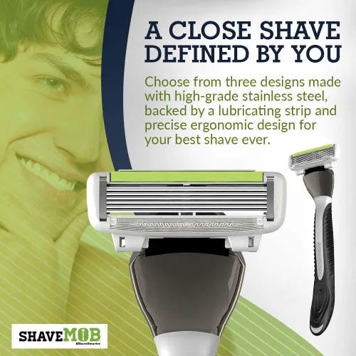 Miniatura 3 de ShaveMOB Kit de maquinilla de afeitar para hombre de 6 cuchillas (mango de cabeza flexible con 4 repuestos) (sin recortadora) - The Caveman Shaving