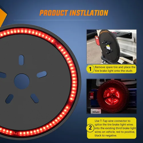 Miniatura 3 de Nilight Luz de Freno de Neumático de Repuesto Luz de Rueda Luz de la 3ra Tercera Luz de Freno Luces Traseras para Wrangler 2007-2018 JK JKU YJ TJ JK