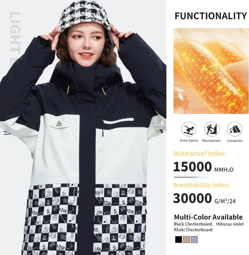 Miniatura 2 de HIGH EXPERIENCE Chaqueta de esquí para snowboard, nieve, invierno, impermeable, aislada, resistente al viento, chaqueta cálida con capucha