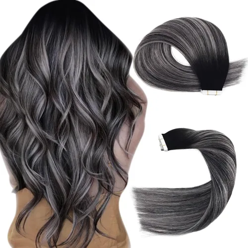 Miniatura 27 de Sassina Extensiones de Cabello Humano con Cinta Negro Azabache 12 Pulgadas 30g/paquete 20pcs Liso Sin Costuras Trama de Piel Extensiones de Cabello