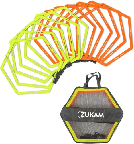 Anillos hexagonales de agilidad para entrenamiento de velocidad y agilidad, entrenamiento de pies, escalera con bolsa de transporte (12 anillos)