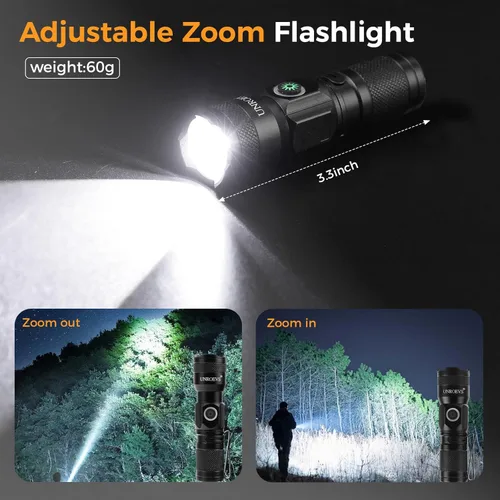 Miniatura 4 de UNROEVS Mini linterna recargable con imán, linternas de bolsillo de alto lúmenes con clip, luz LED compacta de 1200 lúmenes, pequeña luz y largo