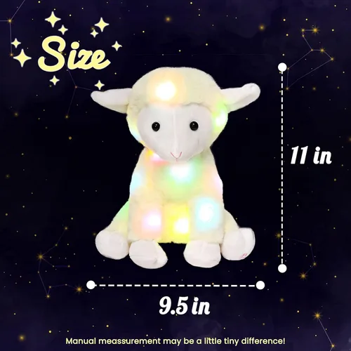 Miniatura 3 de Hopearl Cordero de peluche con luces LED, flexible, con luces de noche que brillan en la oscuridad, para festival, cumpleaños, niños pequeños
