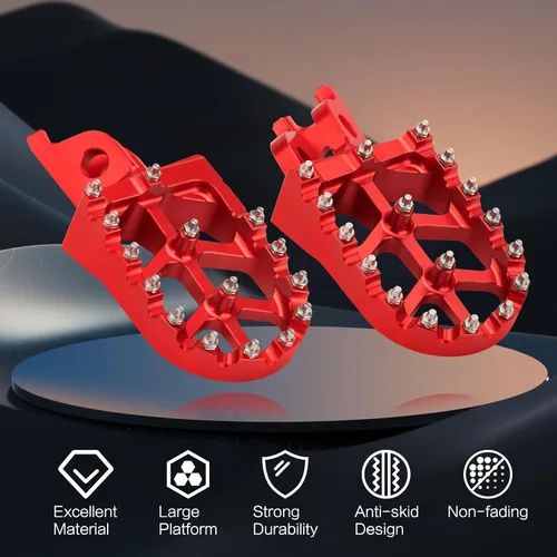 Miniatura 3 de LKV Estriberas CNC para motocicleta, pedal de descanso compatible con Honda CR125 CR250 CRF150R CRF250L CRF250R CRF250R CRF250X CRF300L CRF450R Rojo