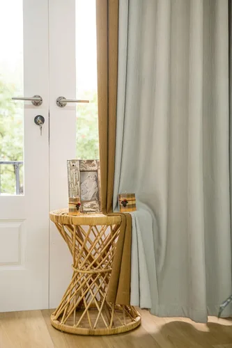 Miniatura 5 de Daesar Blackout Curtains for Bedroom 63 Inch Length, Eyelet Thermal Drapes Splicing Jacquard Geometric Texture Beige White Yellow Blackout Curtains