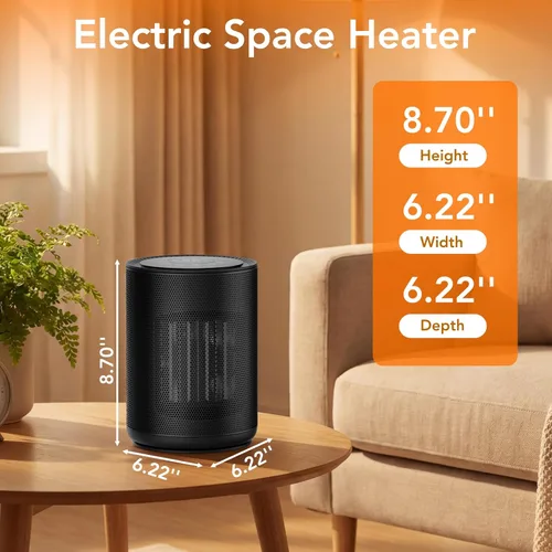 Miniatura 2 de COWSAR Calentador de espacio, calentadores eléctricos portátiles de 1500 W con termostato, control remoto, protección contra sobrecalentamiento
