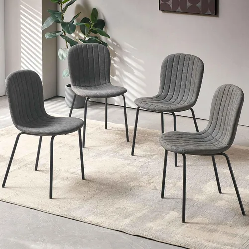 Miniatura 18 de Juego de mesa de comedor para 4, moderno juego de mesa de cocina de 5 piezas, mesa de comedor rectangular de 47 pulgadas y sillas vintage de piel