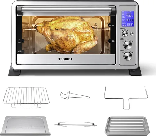 Toshiba AC25CEW-BS Horno de convección digital, 6 rebanadas de pan/pizza de 12 pulgadas, digital Acero inoxidable