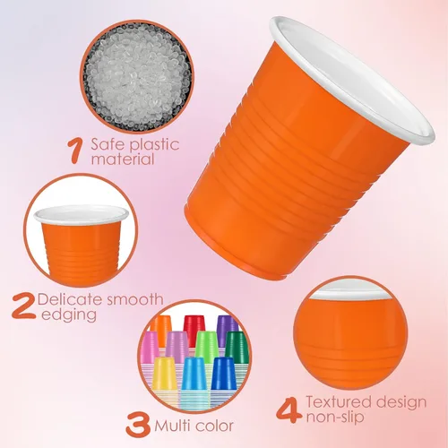 Miniatura 3 de Eaasty 1000 vasos de plástico desechables para fiestas, 10 colores, 5 onzas, vasos de plástico de 5 onzas, vasos desechables de varios