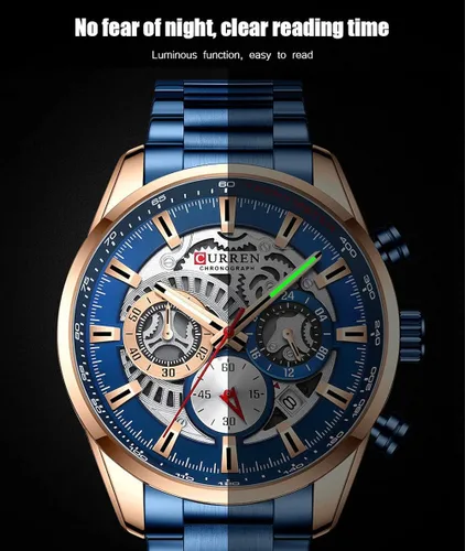 Miniatura 4 de FANMIS Relojes de lujo para hombre, reloj de pulsera analógico de cuarzo de acero inoxidable impermeable