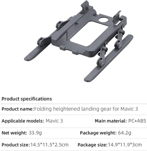 Miniatura 5 de SeiZed Foldable Landing Gear for D-JI Mavic 3 Drone Quick Release Heightening Protection Bracket Feet Stand Support Protector Accessory