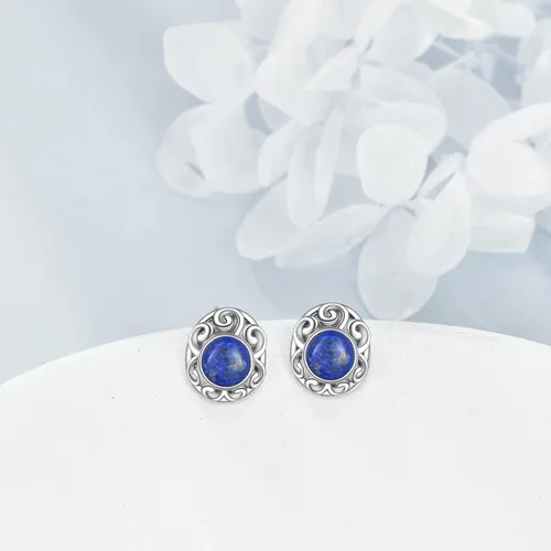 Miniatura 3 de Aretes de piedra natural de plata de ley con forma de abrazofiligrana, joyería de regalo de Navidad para mujeres y niñas