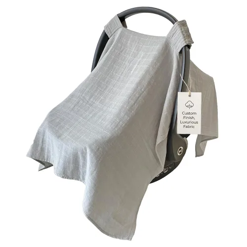 Miniatura 16 de MOZAH Funda de asiento de coche para bebé, hojas beige, 100% muselina orgánica, suave, transpirable y ligera, esencial para asiento de automóvil
