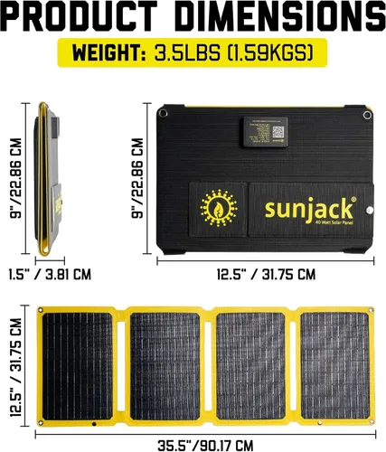 Miniatura 8 de SunJack Panel solar plegable de 15 vatios, panel solar portátil monocristalino ETFE con USB-C y USB-A, paneles solares impermeables IP67